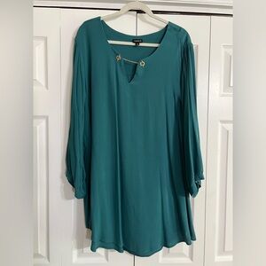 Torrid Teal Blouse with Gold Accents